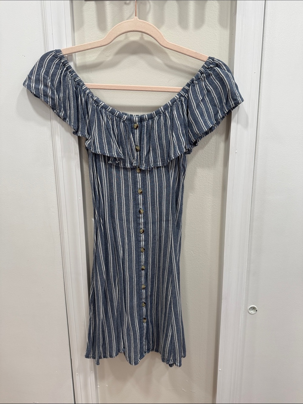 American Eagle Outfitters Striped Off the Shoulder Dress